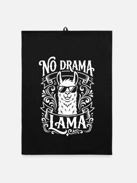 No Drama Lama mit Sonnenbrille - Organic Geschirrtuch - Schwarz - Vorne