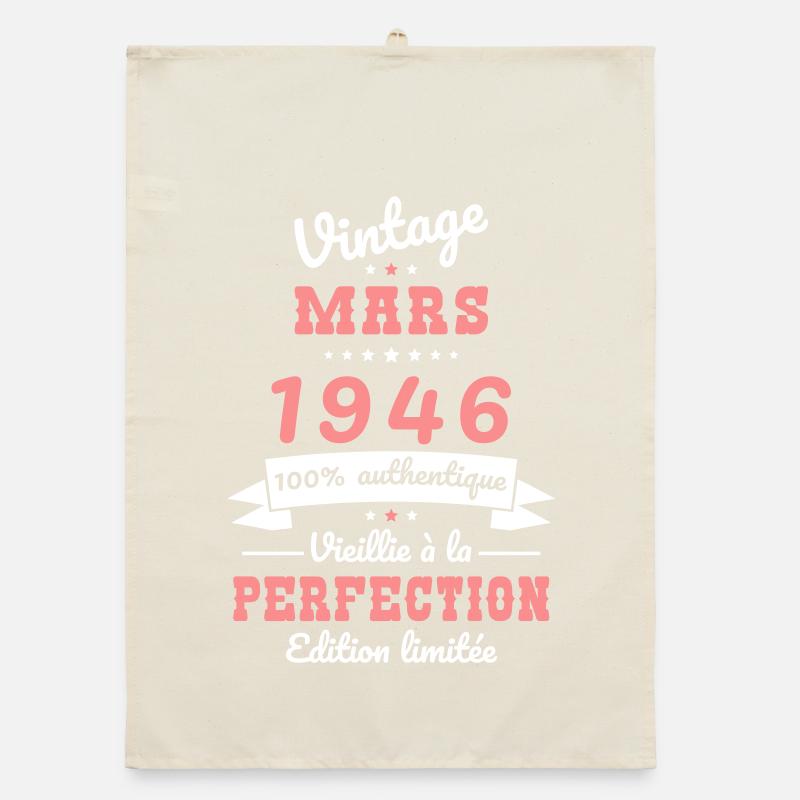 Anniversaire 80 ans - Vintage - Mars 1946 Torchon bio