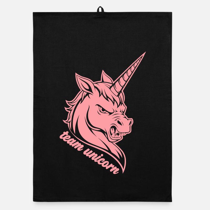 Team Einhorn – Pinkes Unicorn Kopf Design Organic Geschirrtuch