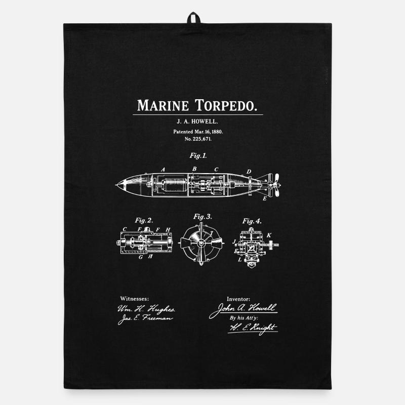 Marine-Torpedopatent-Bauplan Organic Geschirrtuch