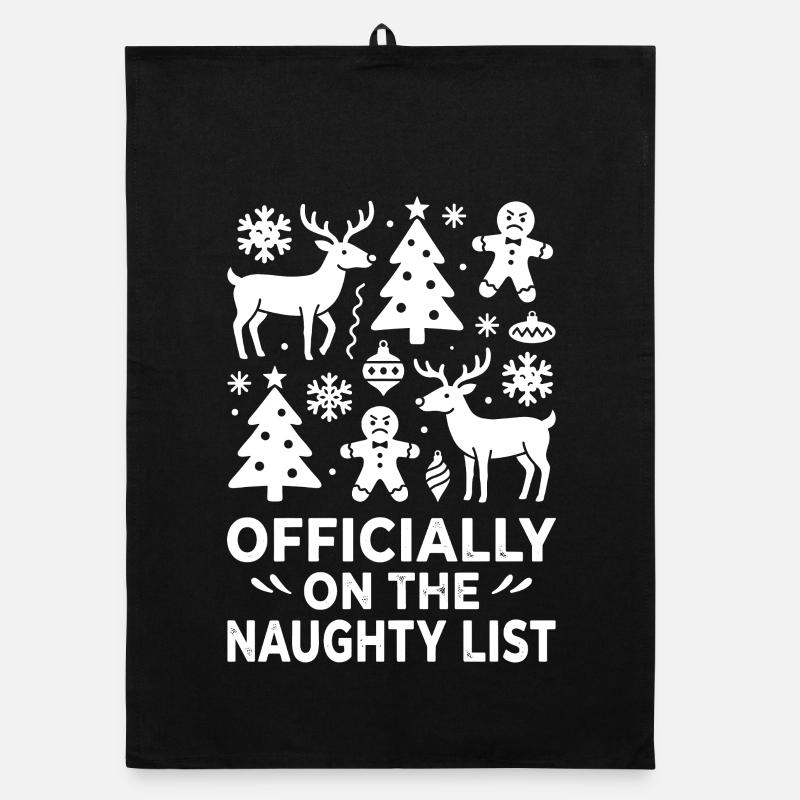 Naughty List Christmas Reindeer Pattern Organic dish towel
