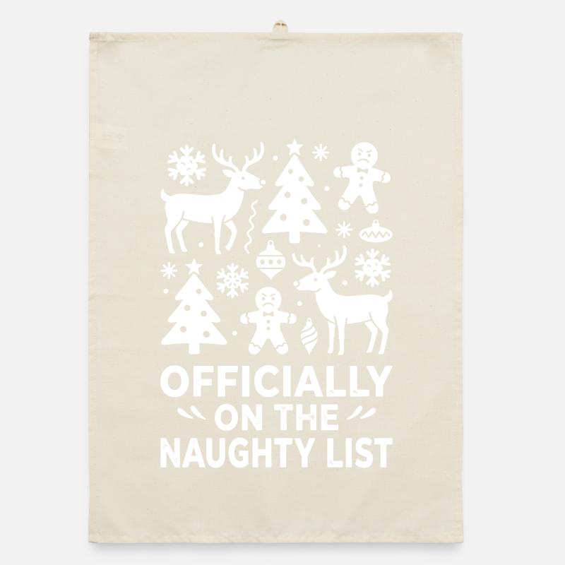 Naughty List Christmas Reindeer Pattern Organic dish towel