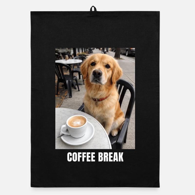 Pause café Golden Retriever Meme Drôle de chien Torchon bio