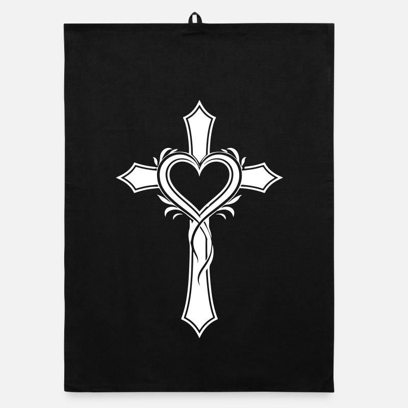 Jésus symbole de croix de cœur Torchon bio