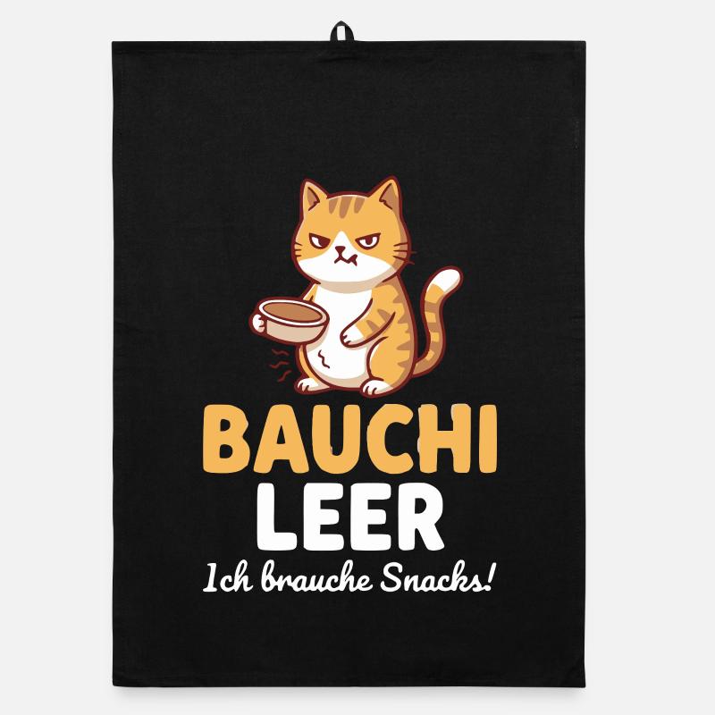 Bauchi leer Katze mit Kaffee - Organic Geschirrtuch - Schwarz
