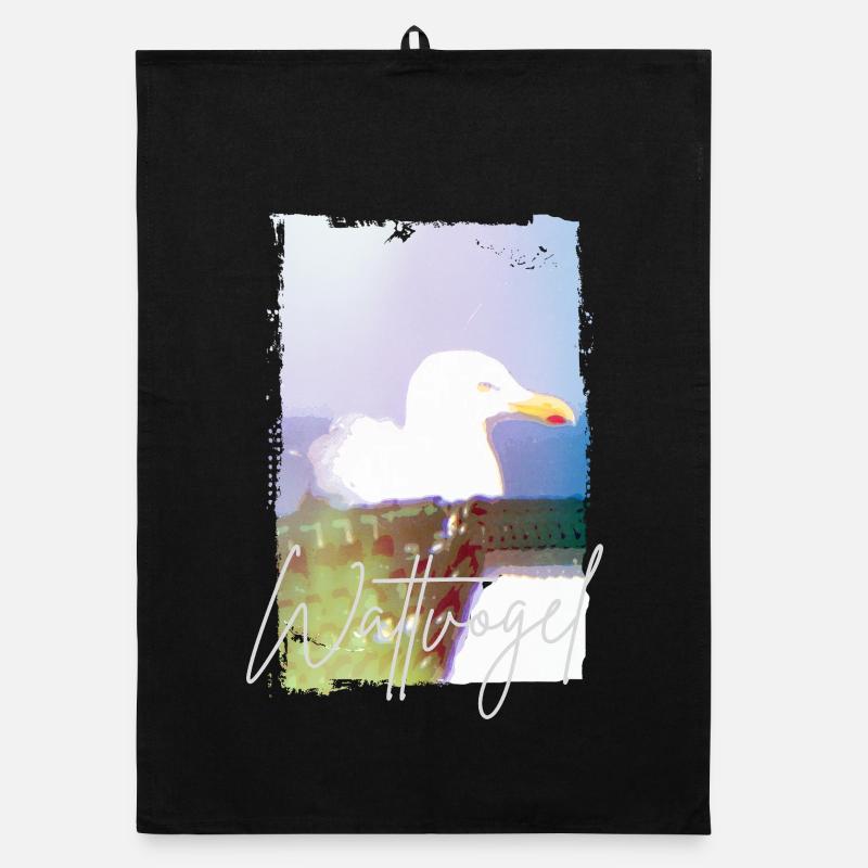 Oiseau® échassier Mouette de la mer du Nord – Moment chaise de plage Torchon bio