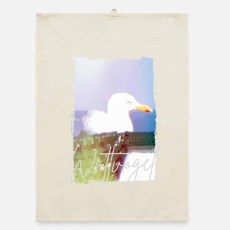Oiseau® échassier Mouette de la mer du Nord – Moment chaise de plage Torchon bio