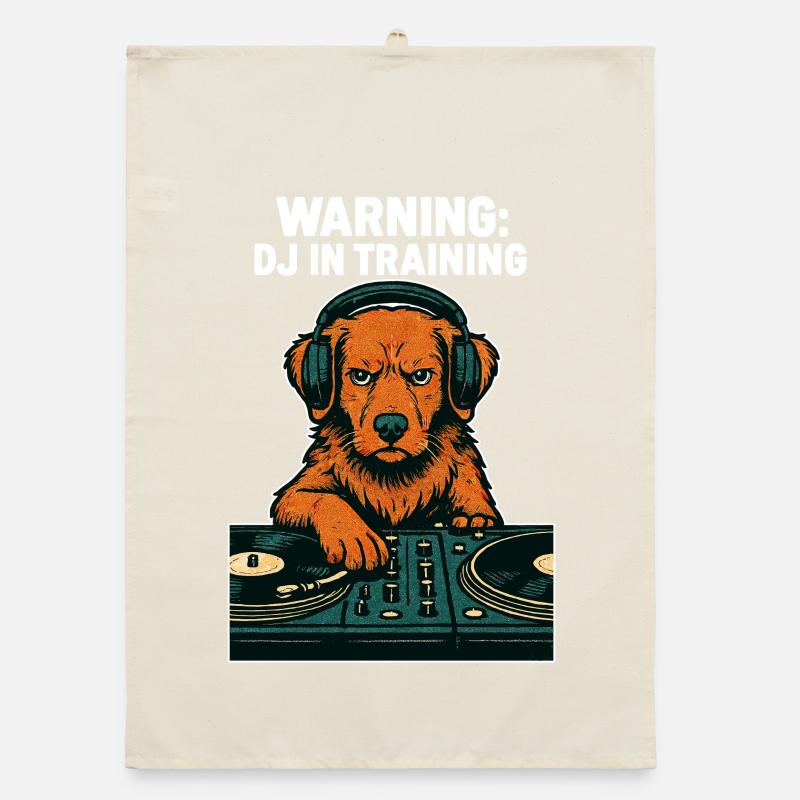 DJ Toller Hund – Warning: DJ in Training Organic Geschirrtuch