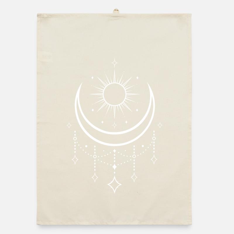 Soleil et Lune du solstice d’été – Motif mystique Torchon bio
