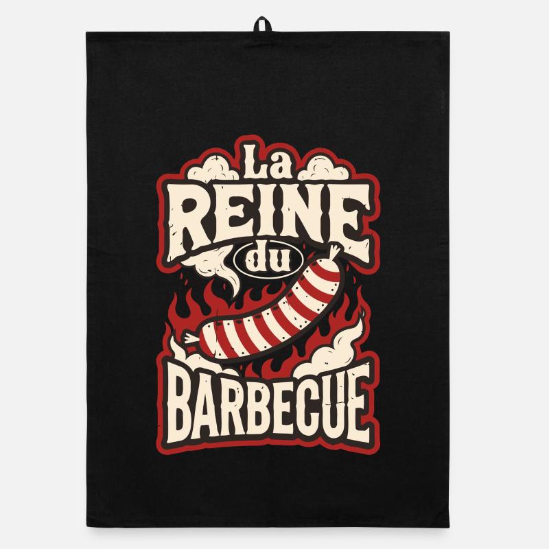 Queen of Barbecue: Sausage on Fire Organic dish towel