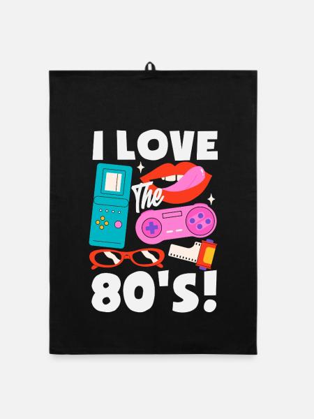 Retro Back to the 80s Vintage Design - Organic Geschirrtuch - Schwarz - Vorne
