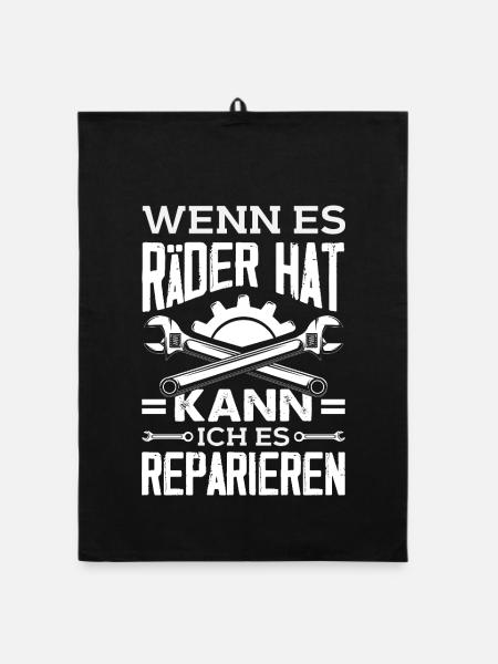 Wenn Es Räder Hat Kann Ich Es Reparieren Auto Kfz - Organic Geschirrtuch - Schwarz