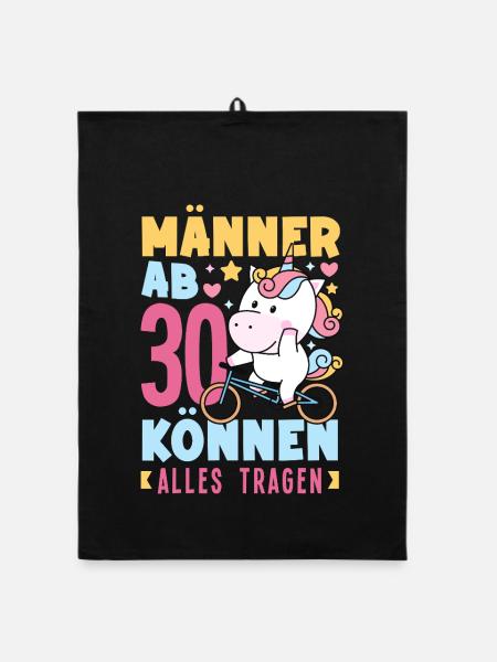 Männer Ab 30 Einhorn Humor - Organic Geschirrtuch - Schwarz - Vorne