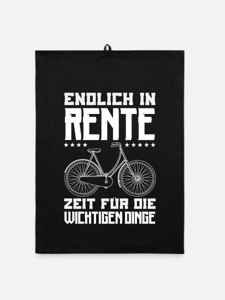 Endlich In Rente Fahrrad - Organic Geschirrtuch - Schwarz - Vorne