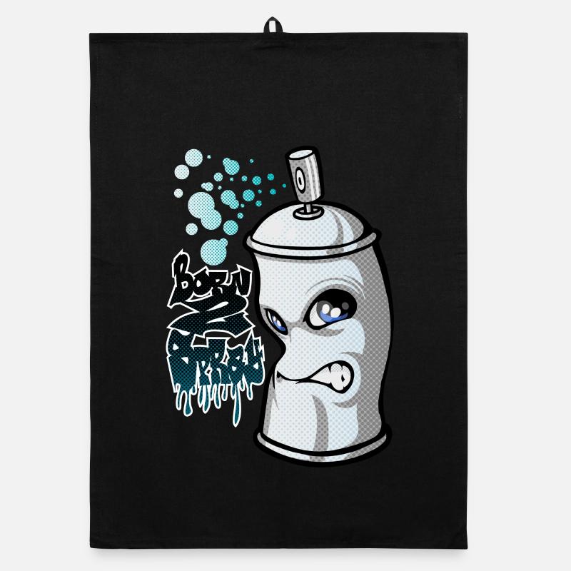 Spray und Graffiti - Organic Geschirrtuch - Schwarz