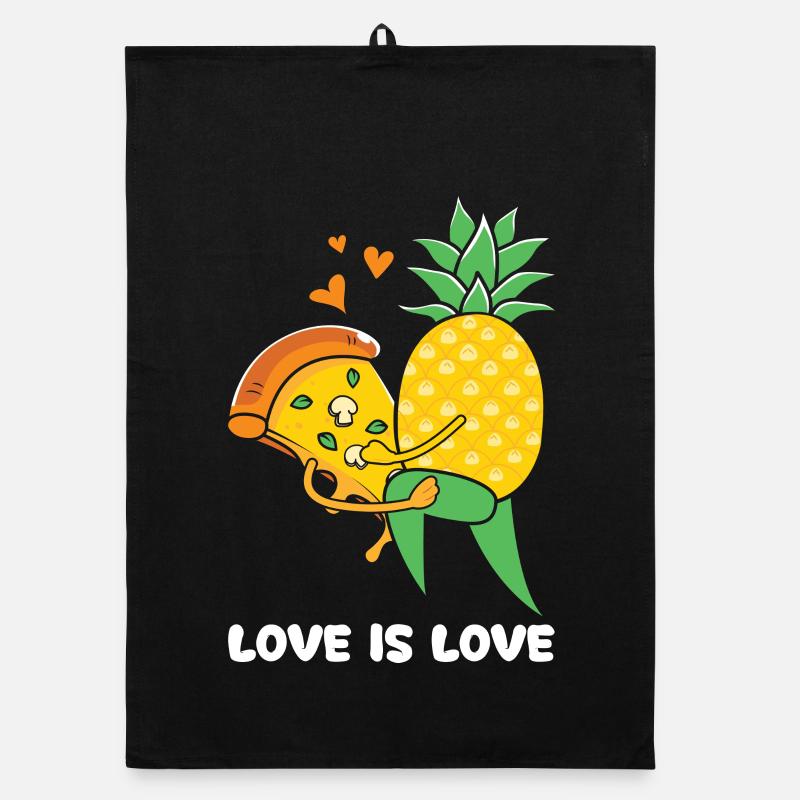 L’amour est amour – Pizza hawaïenne design ananas Torchon bio