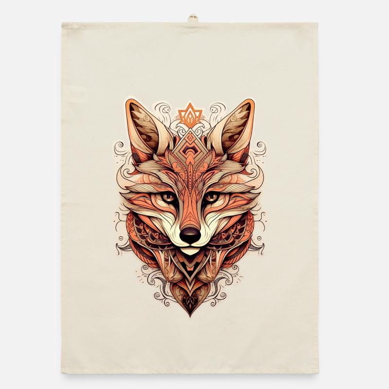 Fox Ornamental Style - Boho Organic dish towel