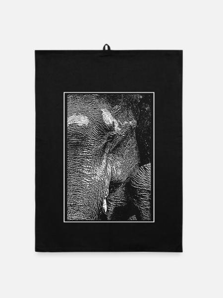 White elephant - Organic dish towel - black - Front