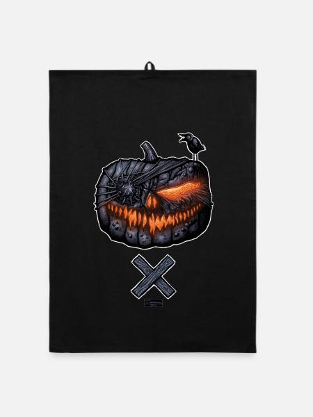PUMPKINHEAD - CITROUILLE D’HALLOWEEN / CRÂNE - Torchon bio - noir