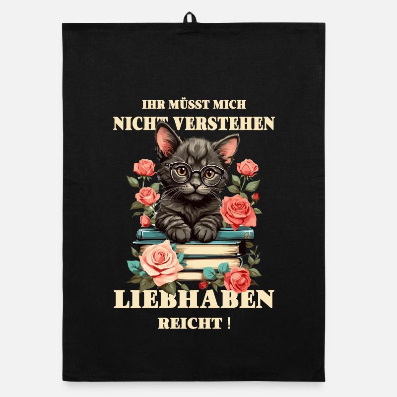 Süße schlaue Katze - Organic Geschirrtuch - Schwarz