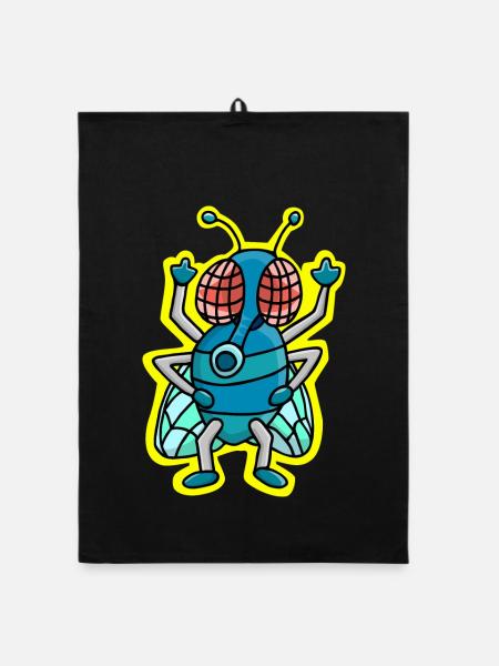 Fuck You - Bow tie, cool fun symbol - Organic dish towel - black - Front