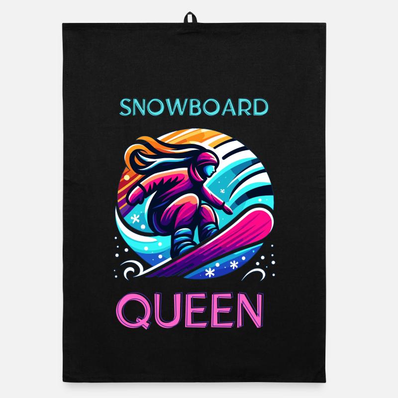 Neon Snowboard Queen Illustration Organic Geschirrtuch