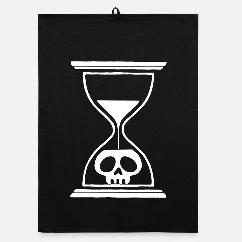 Weißer Sanduhr-Totenkopf Organic Geschirrtuch