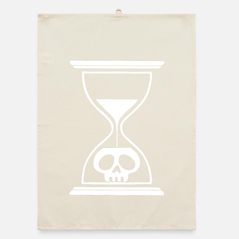 Tête de mort sablier blanc Torchon bio