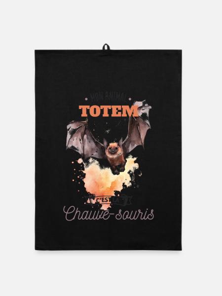 Mon animal totem c'est la chauve-souris - Torchon bio - noir - Devant