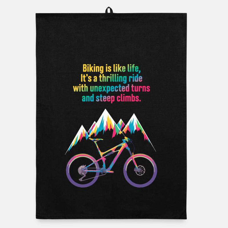 Vivid Mountain Biking Quote Design Organic dish towel