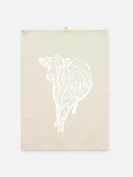 Cow White White Cow Cows Silhouettes Gift - Organic dish towel - nature - Front