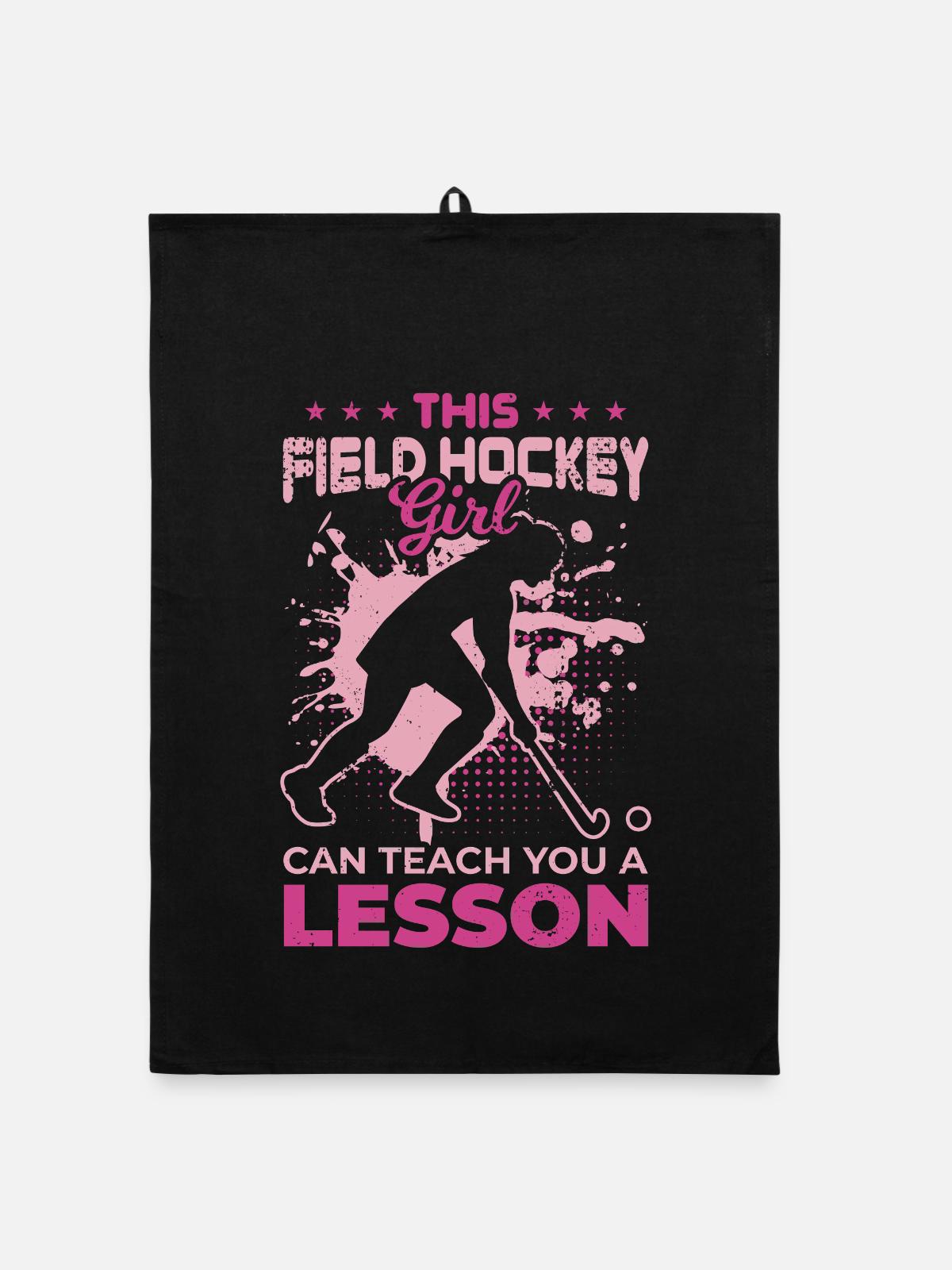 Field hockey player - Organic dish towel - black - Front