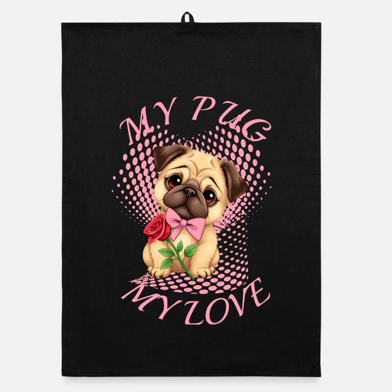 Mops Hund Organic Geschirrtuch