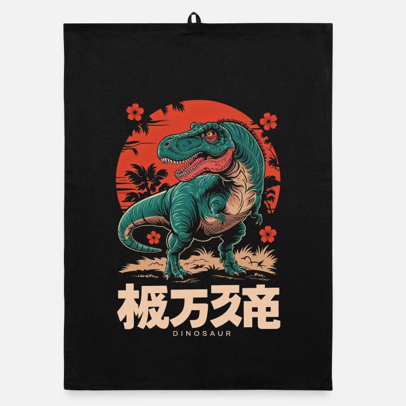 Retro Japanischer Dinosaurier Organic Geschirrtuch