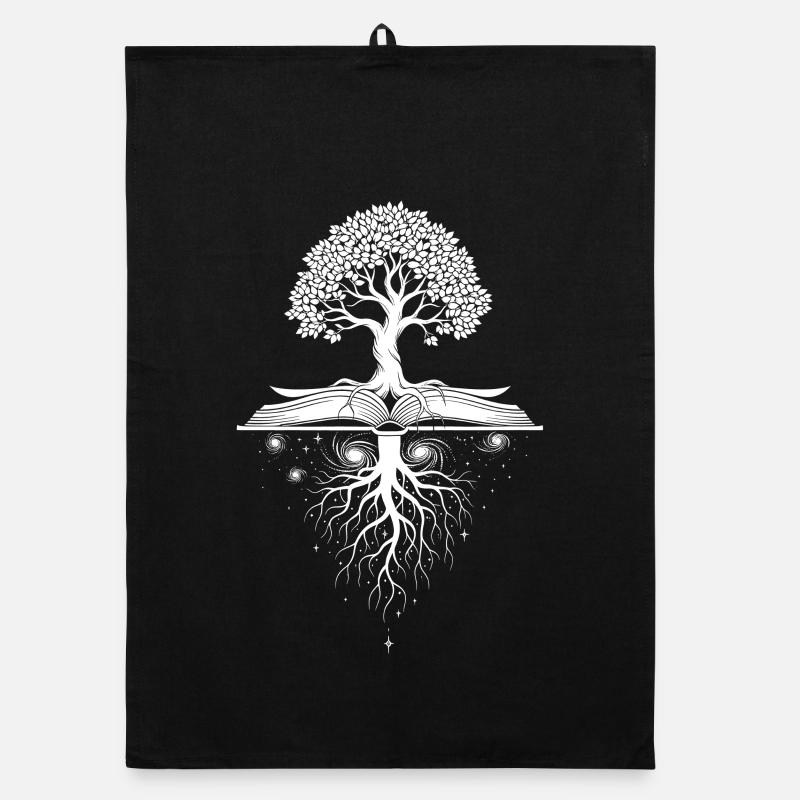 Mystischer Buch Baum mit umgekehrten Wurzeln Organic Geschirrtuch