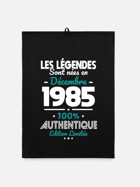 40-jähriges Jubiläum - Legends Born December 1985 - Organic Geschirrtuch - Schwarz - Vorne