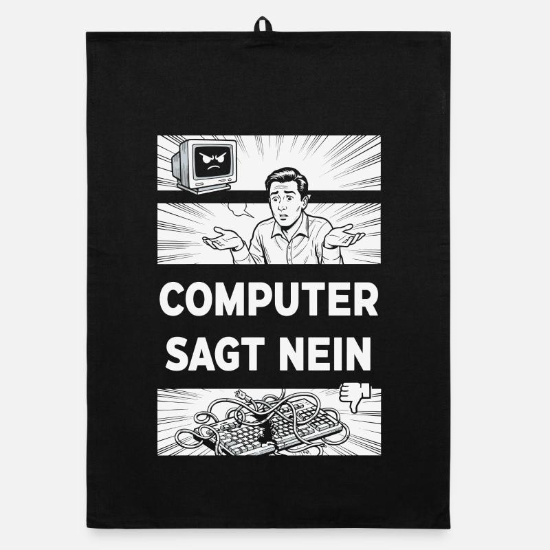 Computer says no Retro Humor Organic dish towel