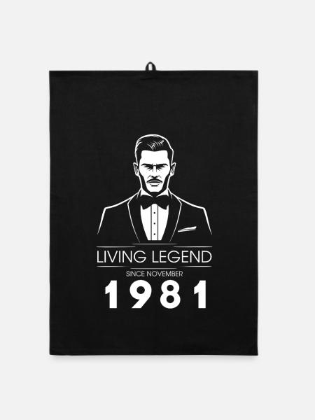44. Geburtstag Living Legend (GENT) since 11/1981 - Organic Geschirrtuch - Schwarz - Vorne