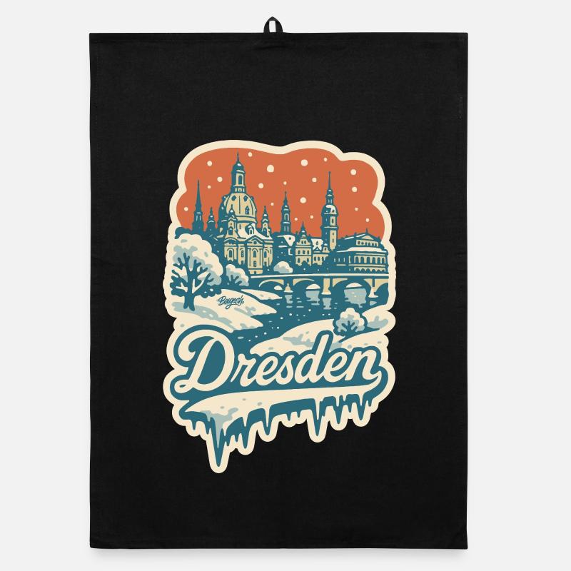 Dresden in the snowy winter magic Organic dish towel