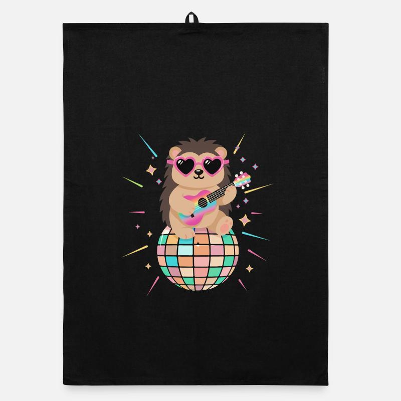 hérisson boule disco des années 80 Rétro Drôle Torchon bio