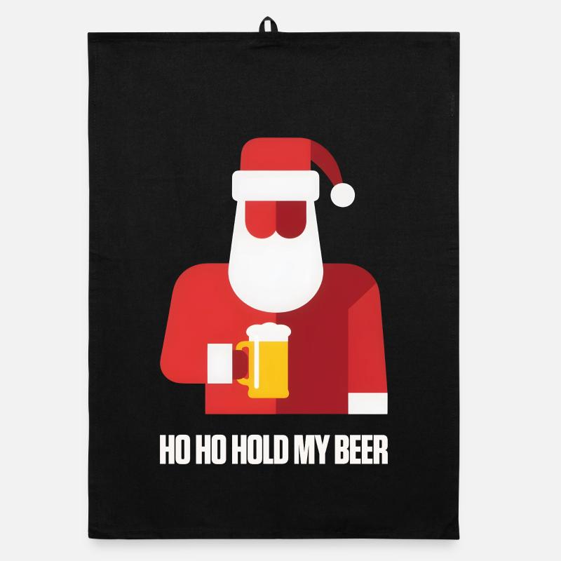 Vektor Weihnachtsmann mit Bier Hoho Hold my Beer Organic Geschirrtuch
