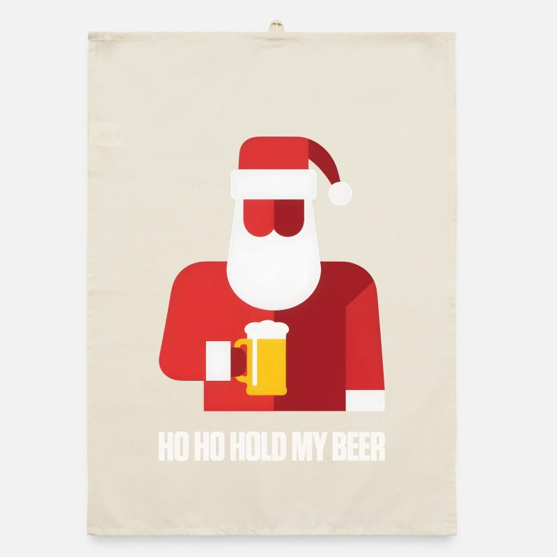 Vektor Weihnachtsmann mit Bier Hoho Hold my Beer Organic Geschirrtuch