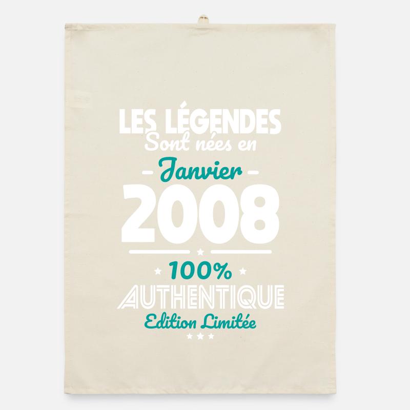 18th birthday - Legends born January 2008 Organic dish towel