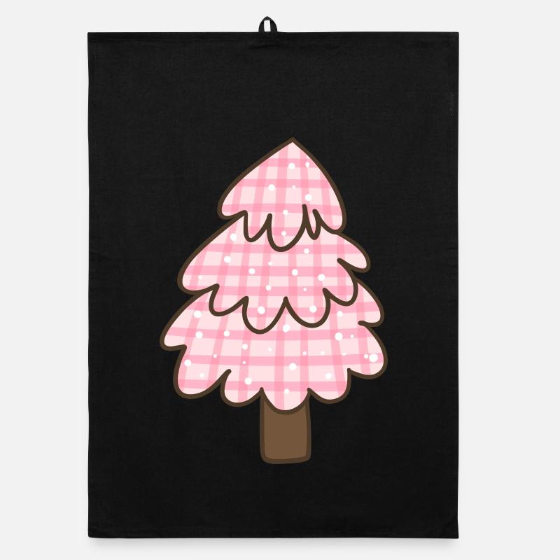 Rosa Weihnachtsbaum – Süßes Karo Weihnachten  Organic Geschirrtuch