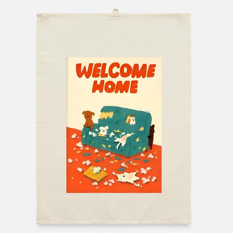 Illustration de chiens coquins mignons Torchon bio