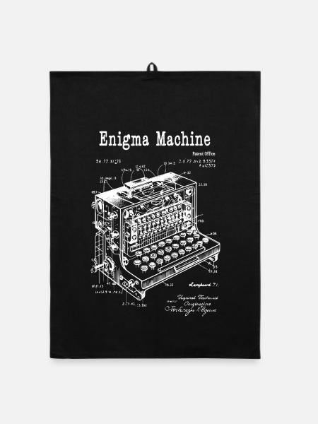 Plan de la machine Enigma - Torchon bio - noir - Devant