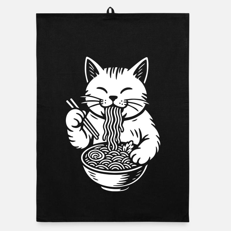 Kawaii Katzen-Ramen-Schüssel Organic Geschirrtuch