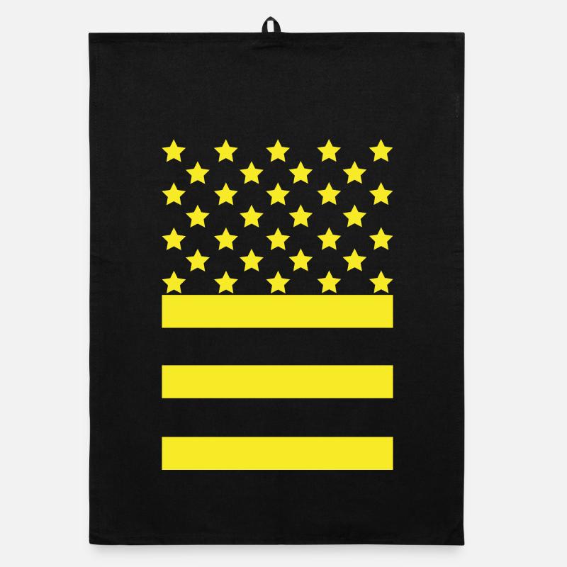 Gelbe Sterne auf schwarz gestreiftem Hintergrund Organic Geschirrtuch