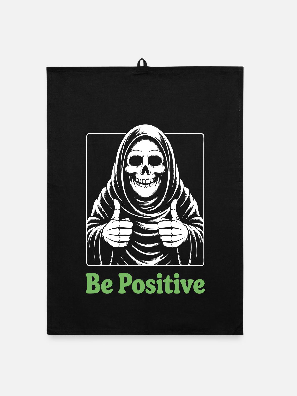 Soyez positif, Faucheuse - Torchon bio - noir - Devant