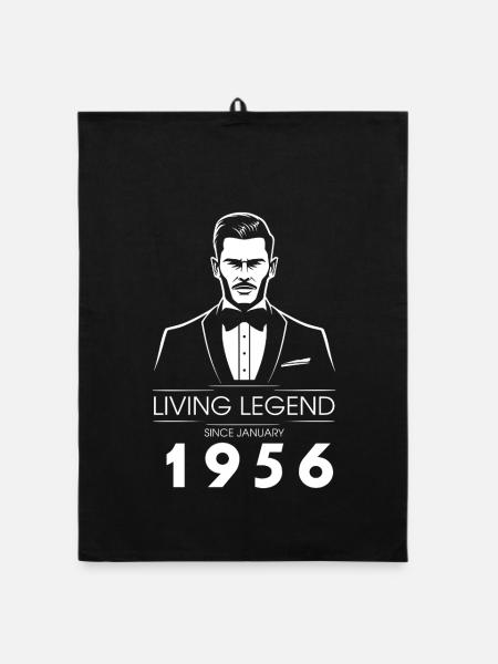 70. Geburtstag Living Legend (GENT) since 01/1956 - Organic Geschirrtuch - Schwarz - Vorne